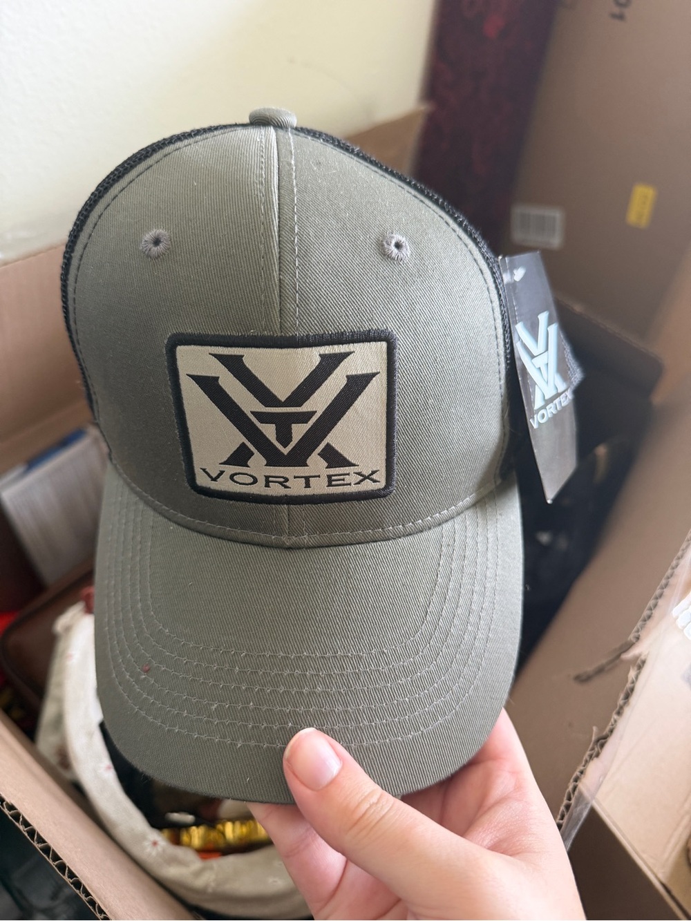 Vortex Grey Logo Patch Trucker Hat